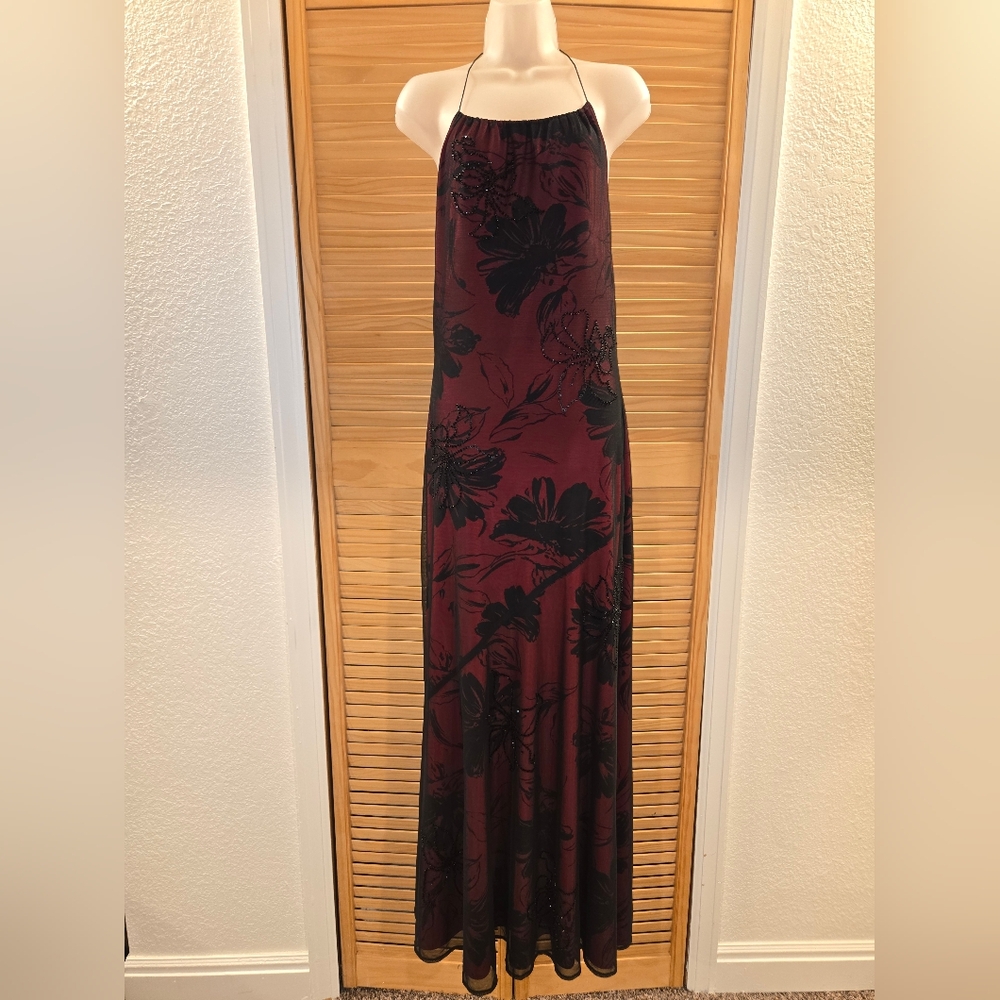 JS Boutique Burgundy Floral Maxi Dress